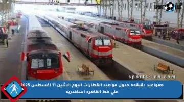 «مواعيد دقيقة» جدول مواعيد القطارات اليوم الاثنين 11 اغسطس 2025 على خط القاهرة اسكندرية